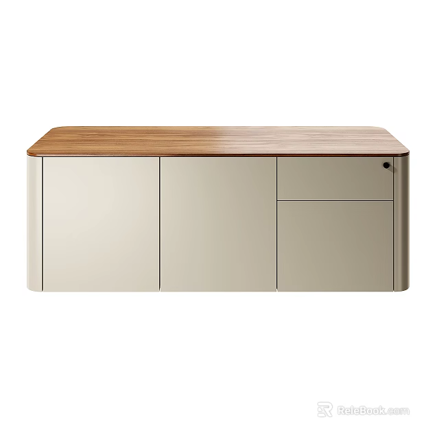 Modern Office File Cabinet With Wooden Top Light Colored Body And Functional Storage Design 3d model 