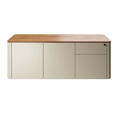 Modern Office File Cabinet With Wooden Top Light Colored Body And Functional Storage Design 3d model