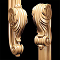 Ornate Golden Decorative Columns With Intricate Carvings And Classical Design Elements 3d model
