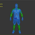 Male Model Wearing Blue Purple Gradient Polo Shirt Green Shorts And White Sneakers