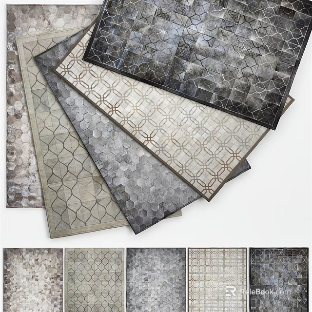 Stylish Square Rugs with Various Geometric Patterns Neutral Tones for Modern Home Decor 3d model