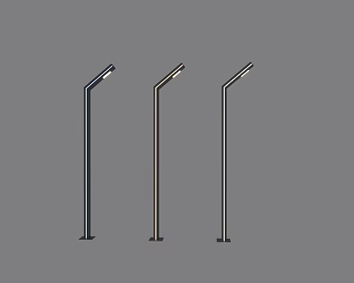 Modern Outdoor Lights with Curved Head and Vertical Pole Design for Garden Pathway 3d model