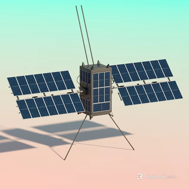 Satellite Model Featuring Solar Panels And Support Structure Design 3d model 