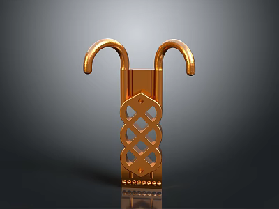 Stylish Gold Metal Hardware Tool Hook Featuring Intricate Woven Design for Home Decor 3d model