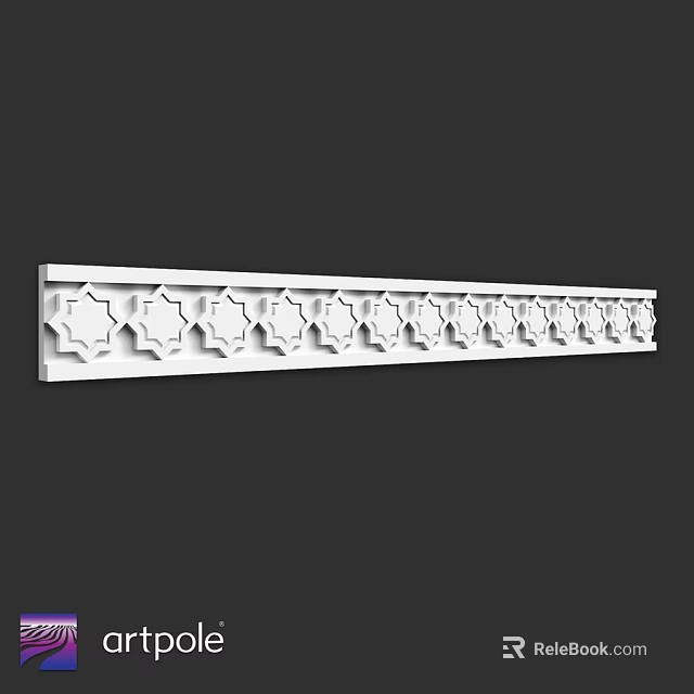 White Decorative Architectural Component With Long Strip And Repeated Geometric Patterns 3d model 