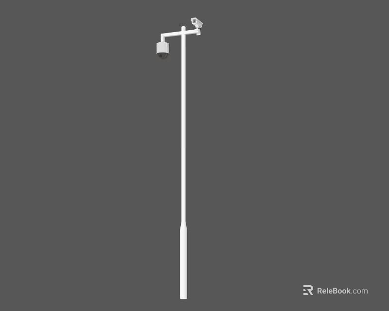 Outdoor White Projection Monitoring Surveillance Pole Equipped With Camera And Lighting 3d model 
