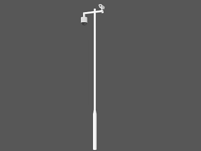 Outdoor White Projection Monitoring Surveillance Pole Equipped With Camera And Lighting 3d model