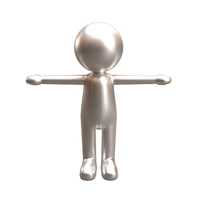 Silver Metallic 3D Game Movie Character With Simple Design And Outstretched Arms 3d model