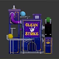 Clean Strike Sports Equipment with Blue Purple Structure Yellow Ball and Console