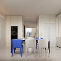 Modern Living Dining Room Interior With TV Sofa Round Marble Coffee Table And Accent Chair
