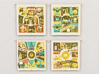 Colorful Illustrated Decorative Wall Art Prints With Characters And Scenes 3d model