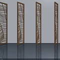 Bronze Decorative Swing Doors With Carved Wave Patterns For Modern Interior Design 3d model