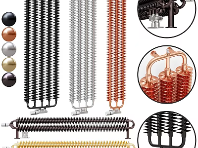 Variety Of Radiator Designs And Colors For Selection 3d model