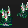 Heineken Beer Bottles Illuminated Window Display With Soundscape Stand And Neon Lights