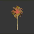 Tall Palm Tree With Green Yellow Leaves And Brown Trunk On Grey Background
