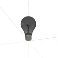 Clear Transparent Glass Light Bulb on Black Background with Visible Filament