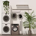 Washing machine green plant mopping robot air conditioner 3d model
