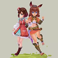 Two Game Anime Characters In Colorful Distinctive Costumes