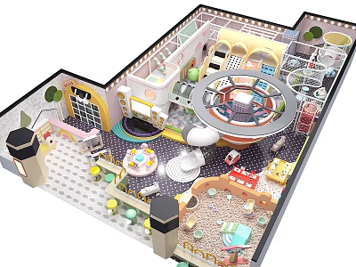 Vibrant Children Playground With Slide Climbing Frame Circular Structure Safe Flooring And Interactive Zones 3d model