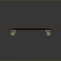 Professional Skateboard With Dark Blue Deck Orange Edge And Four Wheels