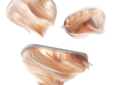 Modern Pleated Chandeliers With Shell Shaped Layered Design Cream Beige Color For Interior Decor 3d model