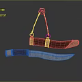 Traditional Decorative Knife With Red Leather Sheath Gold Accents And Sharp Polished Blade