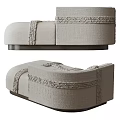 Beige Fabric Irregular Shaped Sofa With Knitted Details And Dark Base 3d model