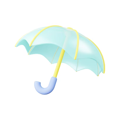 Light Blue Decorative Garden Umbrella With Yellow Stripes And Blue Yellow Handle As Garden Accessory 3d model