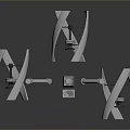 Three Industrial Metal Propeller Devices With Bladed Impellers And Support Structures