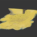 Natural Landscape Model With Green Vegetation Water And Rocky Terrain