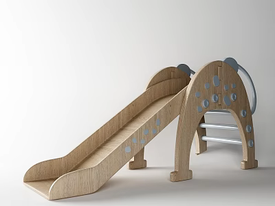 Wooden Elephant Ear Design Slide With Blue Dots For Kids Indoor Playground Use 3d model
