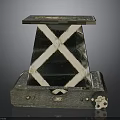 Vintage Electronic Photography Device With Black White Cross Pattern Wooden Base