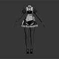 Detailed Maid Outfit 3D Character Model With Apron Black Stockings And Heels