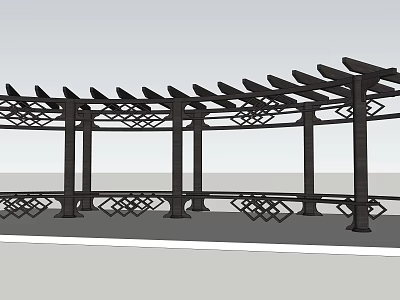 Black Pergola Structure With Lattice Top And Decorative Columns For Outdoor Garden 3d model