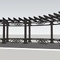 Black Pergola Structure With Lattice Top And Decorative Columns For Outdoor Garden