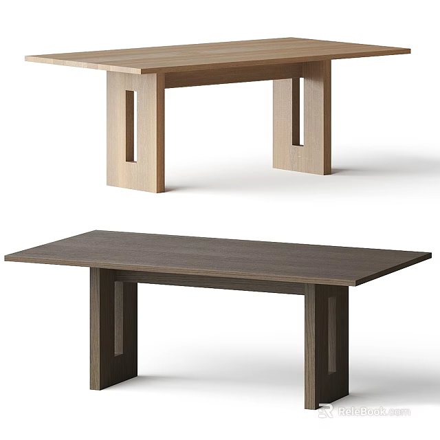 Modern Wooden Dining Table With Light And Dark Finishes And Sleek Leg Design 3d model 