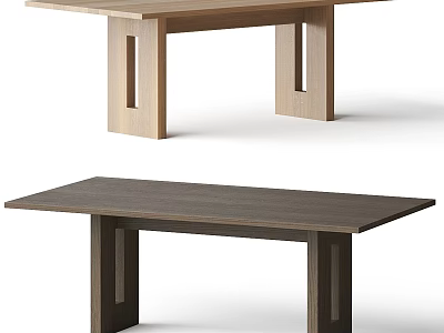 Modern Wooden Dining Table With Light And Dark Finishes And Sleek Leg Design 3d model
