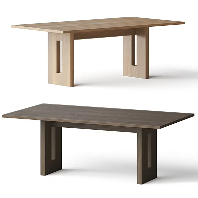 Modern Wooden Dining Table With Light And Dark Finishes And Sleek Leg Design 3d model