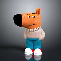 Stuffed Dog Toy With Orange Body Black Nose Beige Sweater Blue Pants White Red Shoes