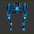 Blue Mechanical Robot Game Movie Character With 3D Rendering And Standing Pose