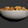 Golden Mixed Crispy Snacks in White Bowl with Different Shapes and Crunchy Texture