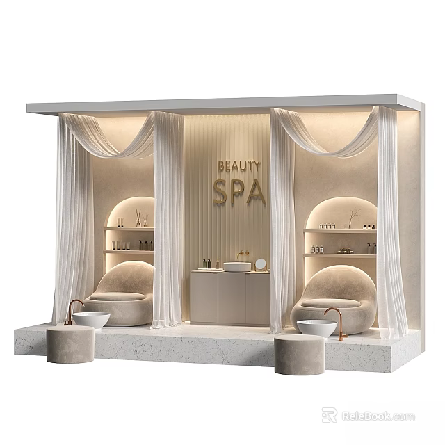 Elegant Beauty SPA Interior With Comfortable Foot Massage Seats And Relaxing Ambiance 3d model 