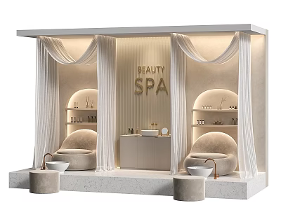 Elegant Beauty SPA Interior With Comfortable Foot Massage Seats And Relaxing Ambiance 3d model