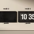 100 Inch TVs Mounted on Wall Displaying Time 10 35