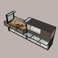 Modern Container Building With Multi Level Structure Glass Windows And Interior Seating 3d model