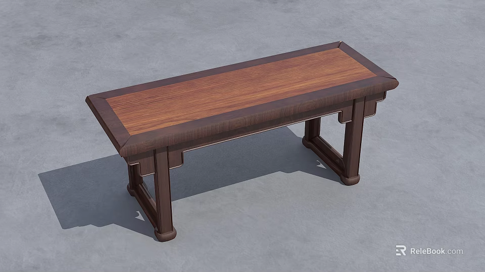 Minimalist Wooden Console Table With Dark Frame And Light Tabletop Design 3d model
