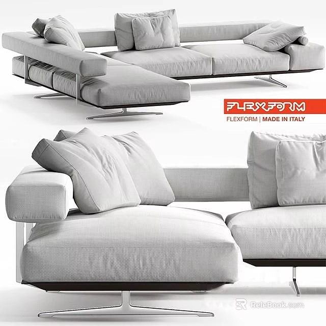 Flexform Sectional Sofa Made in Italy Modern Design with Comfortable Seating 3d model 
