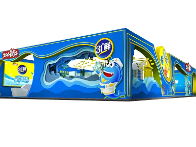 Modern Tobacco And Alcohol Store Exterior Design With Blue Facade Brand Signage And Cartoon Character 3d model