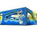 Modern Tobacco And Alcohol Store Exterior Design With Blue Facade Brand Signage And Cartoon Character