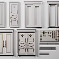 Elegant Classic Interior Double Doors With Carved Panels Metal Handles And Decorative Details